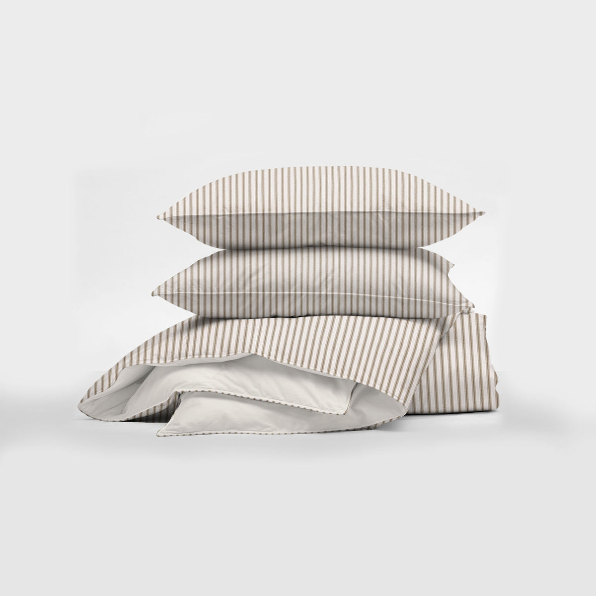 Basic Ticking Stripes Walnut Comforter Set