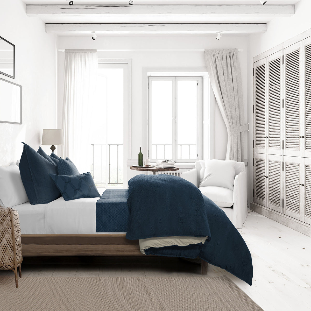 Basic Velvet Marine Duvet Cover Set