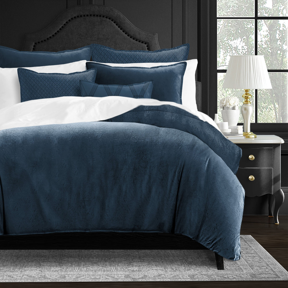 Basic Velvet Marine Duvet Cover Set