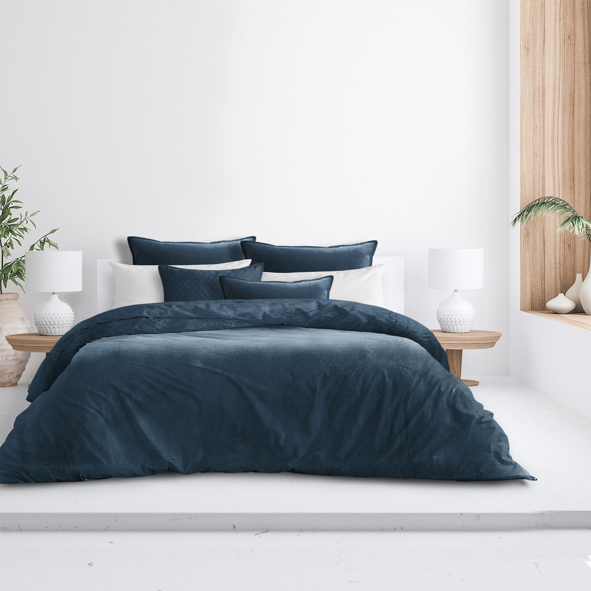 Basic Velvet Marine Duvet Cover Set