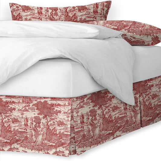 Beau Toile Red Bedskirt