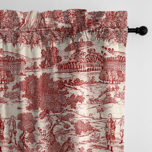 Beau Toile Red Pole Top Drapes