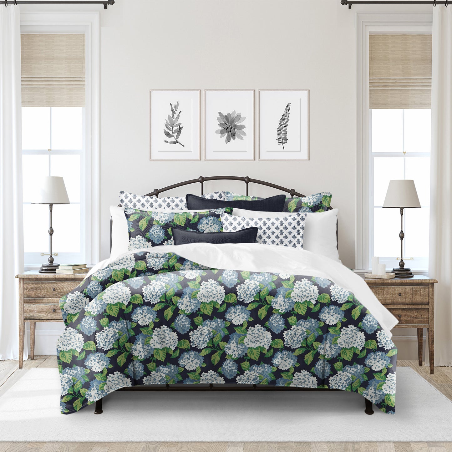 Midnight Garden Navy Shams