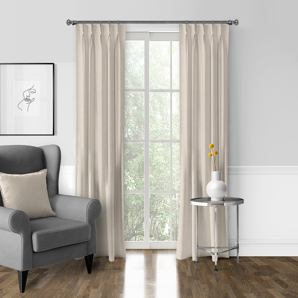 Braxton Natural Pinch Pleat Drapes