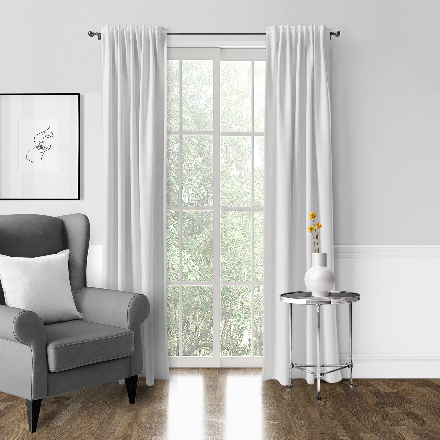 Braxton White Pole Top Drapes