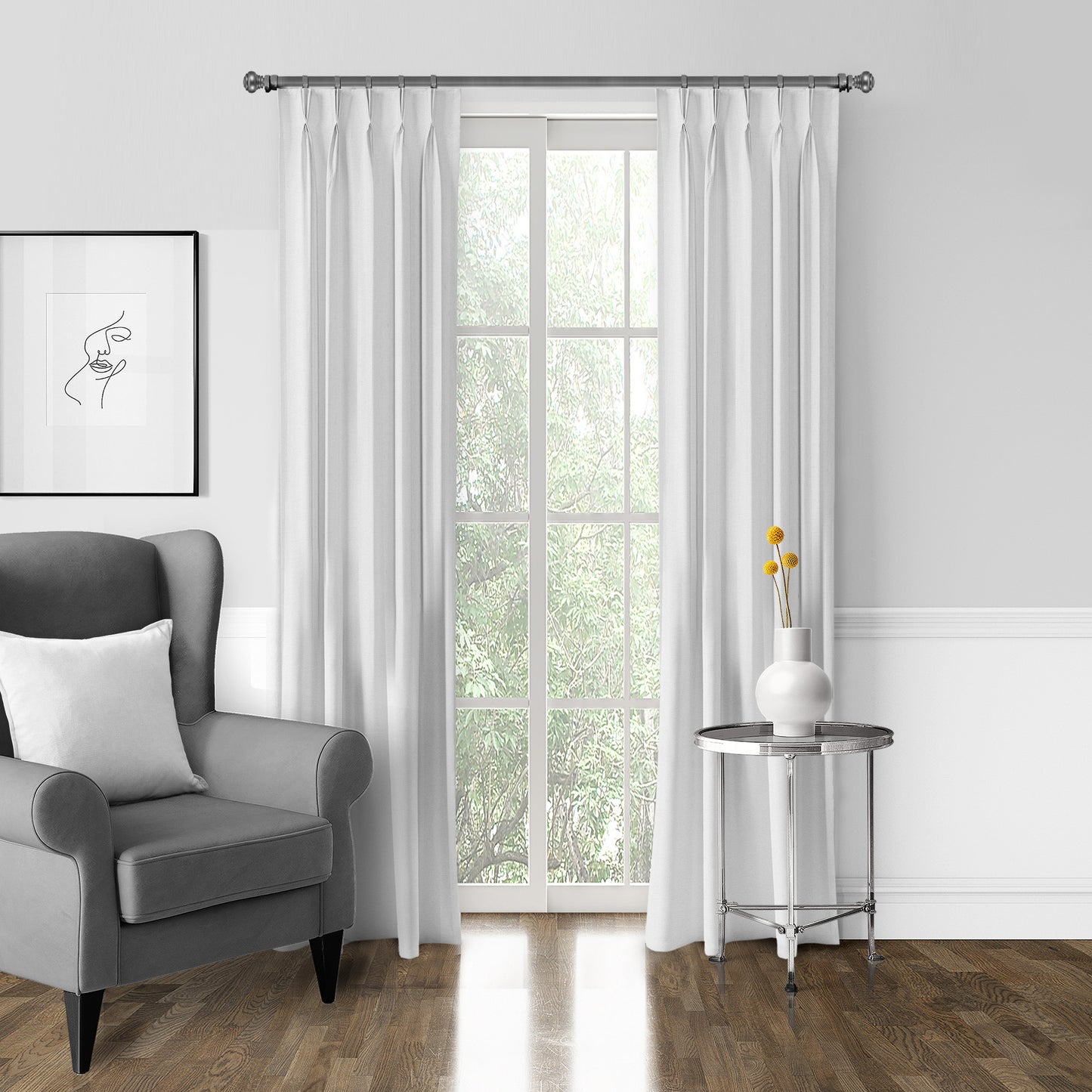 Braxton White Pinch Pleat Drapes