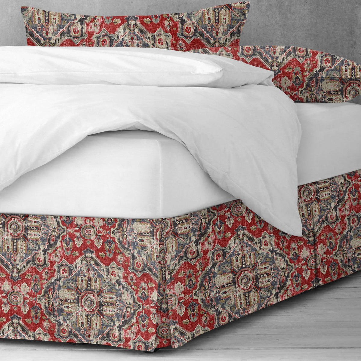 Charvelle Red-Blue Bedskirt
