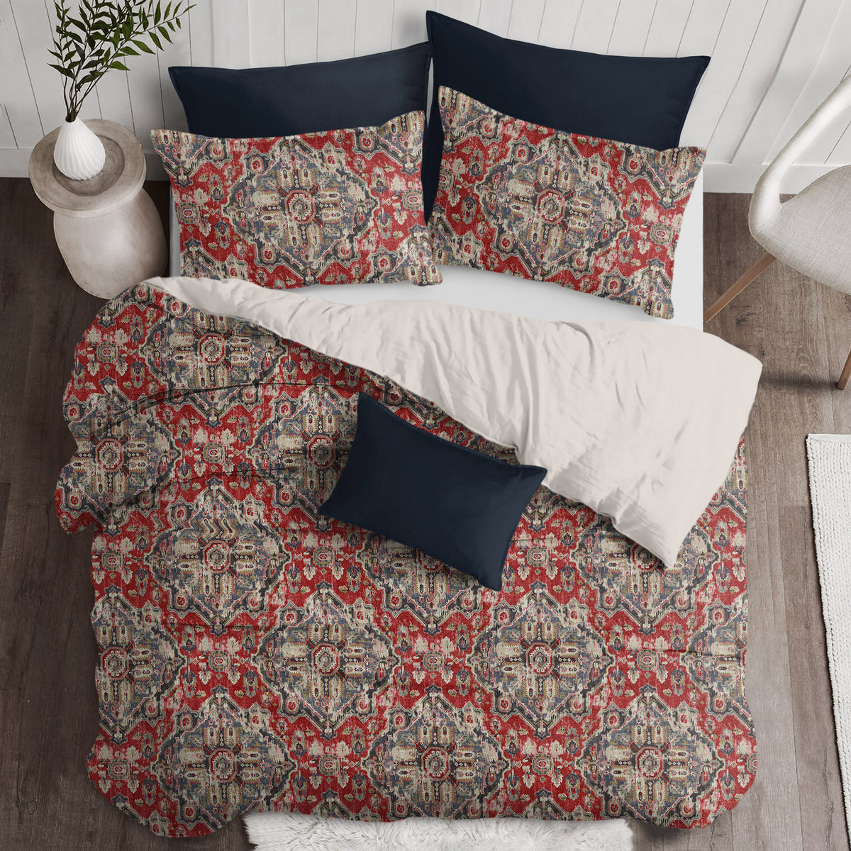 Charvelle Red-Blue Duvet Cover Set