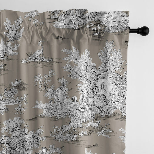 Chateau Taupe-Black Pole Top Drapes