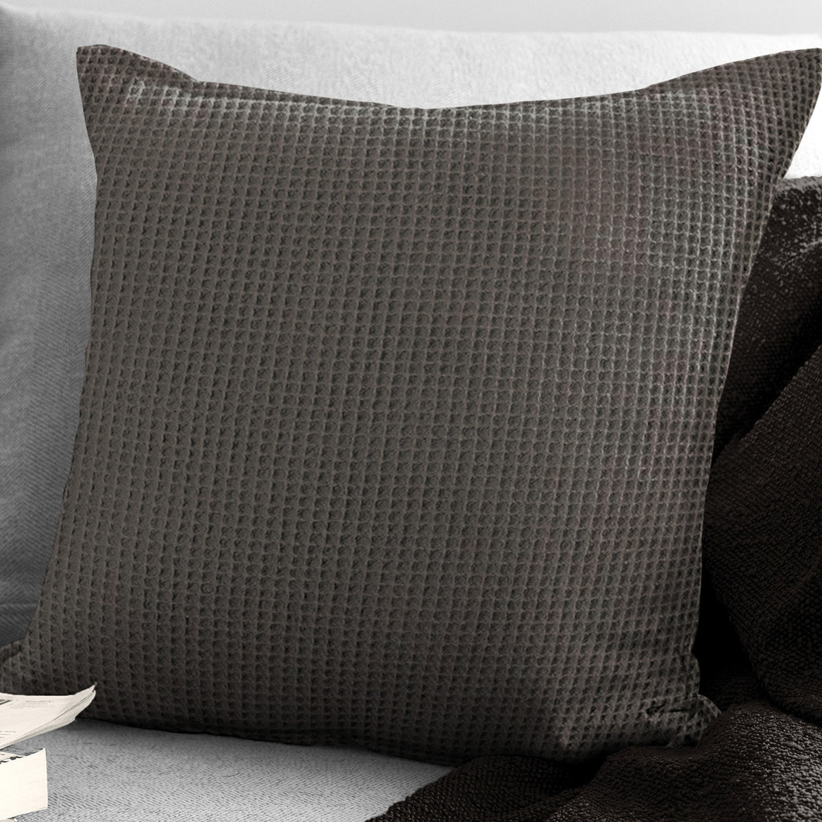 Classic Waffle Mocca Decorative Pillows