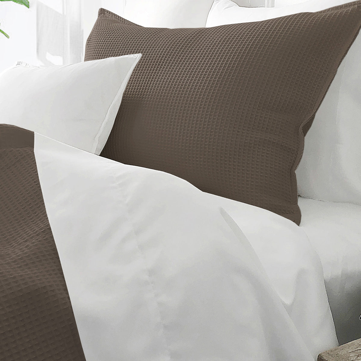 Classic Waffle Mocca Duvet Cover Set