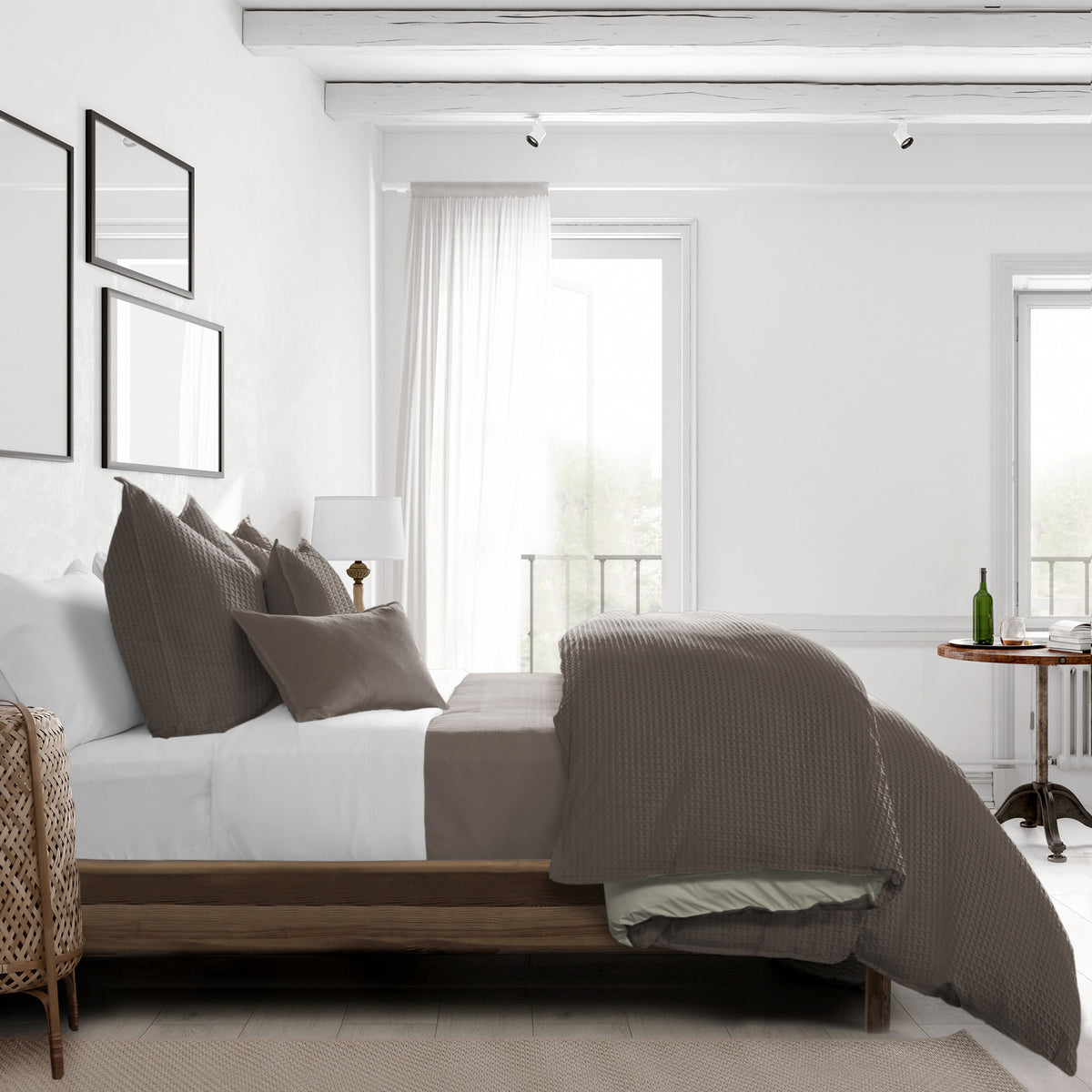 Classic Waffle Mocca Coverlet Set