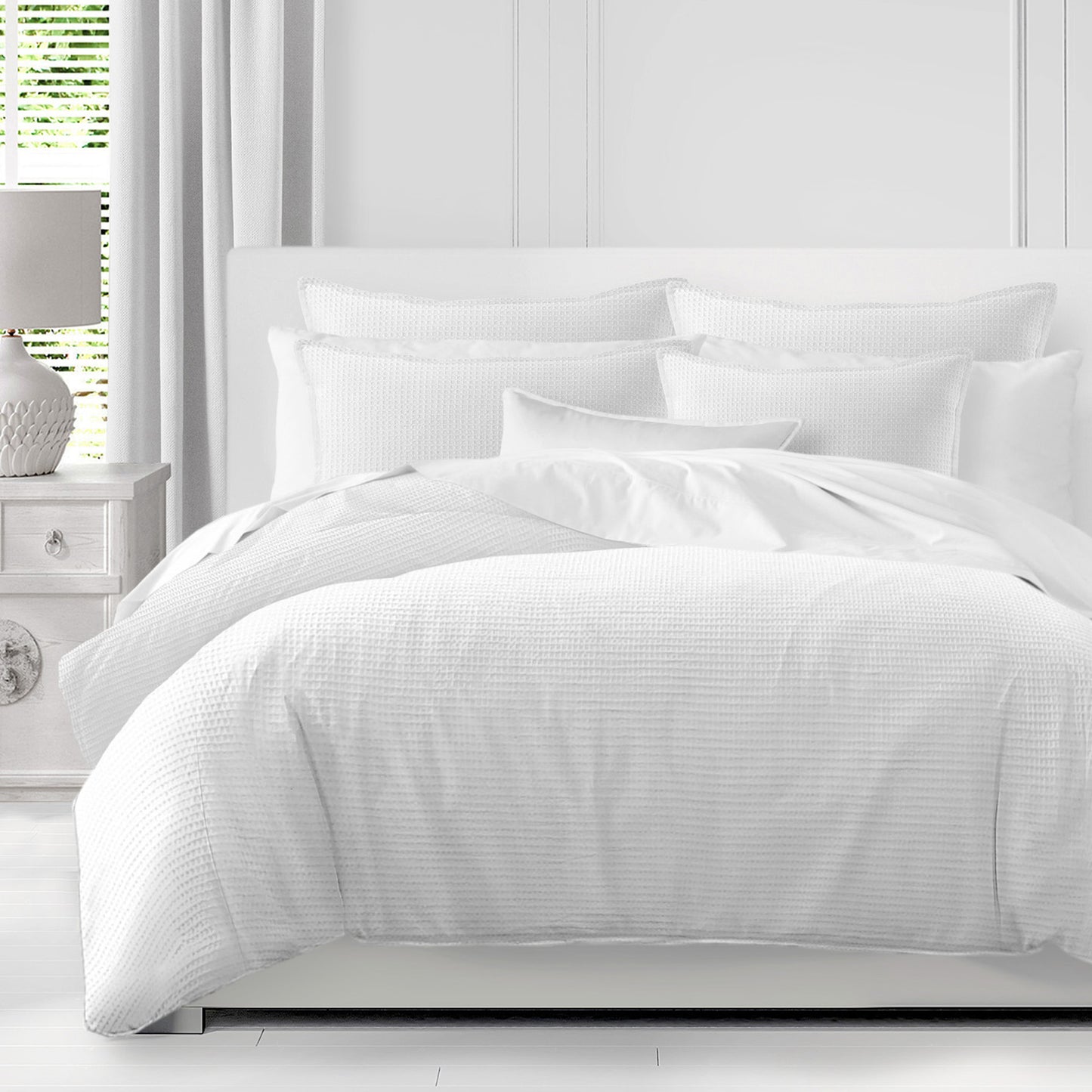 Classic Waffle White Comforter Set