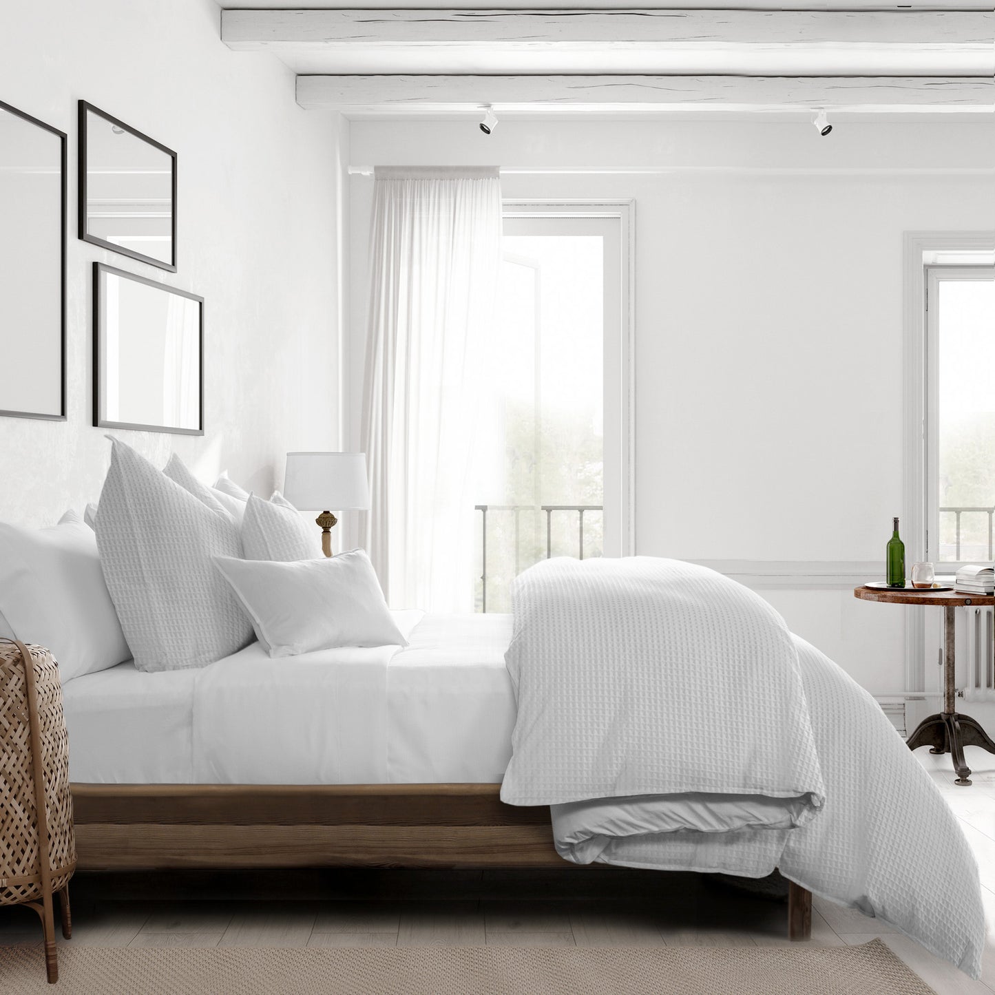 Classic Waffle White Comforter Set
