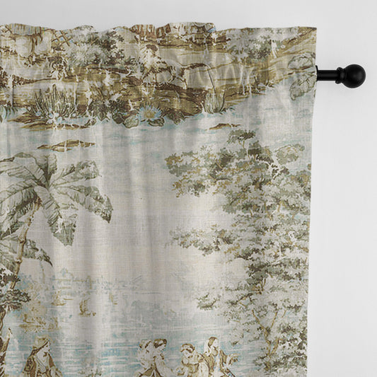 Countryside Natural-Aqua Pole Top Drapes