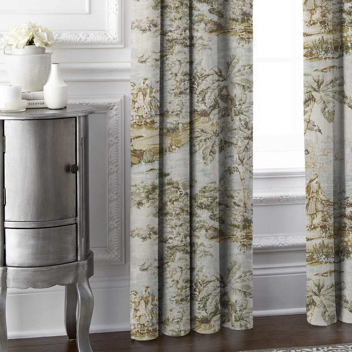Countryside Natural-Aqua Pole Top Drapes