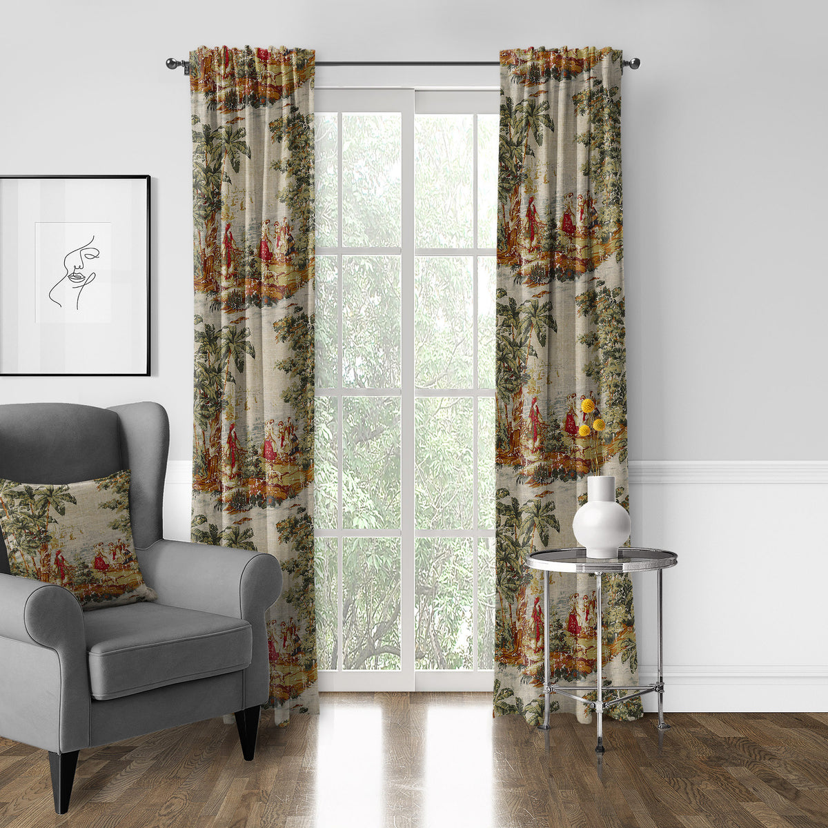 Countryside Red Pole Top Drapes