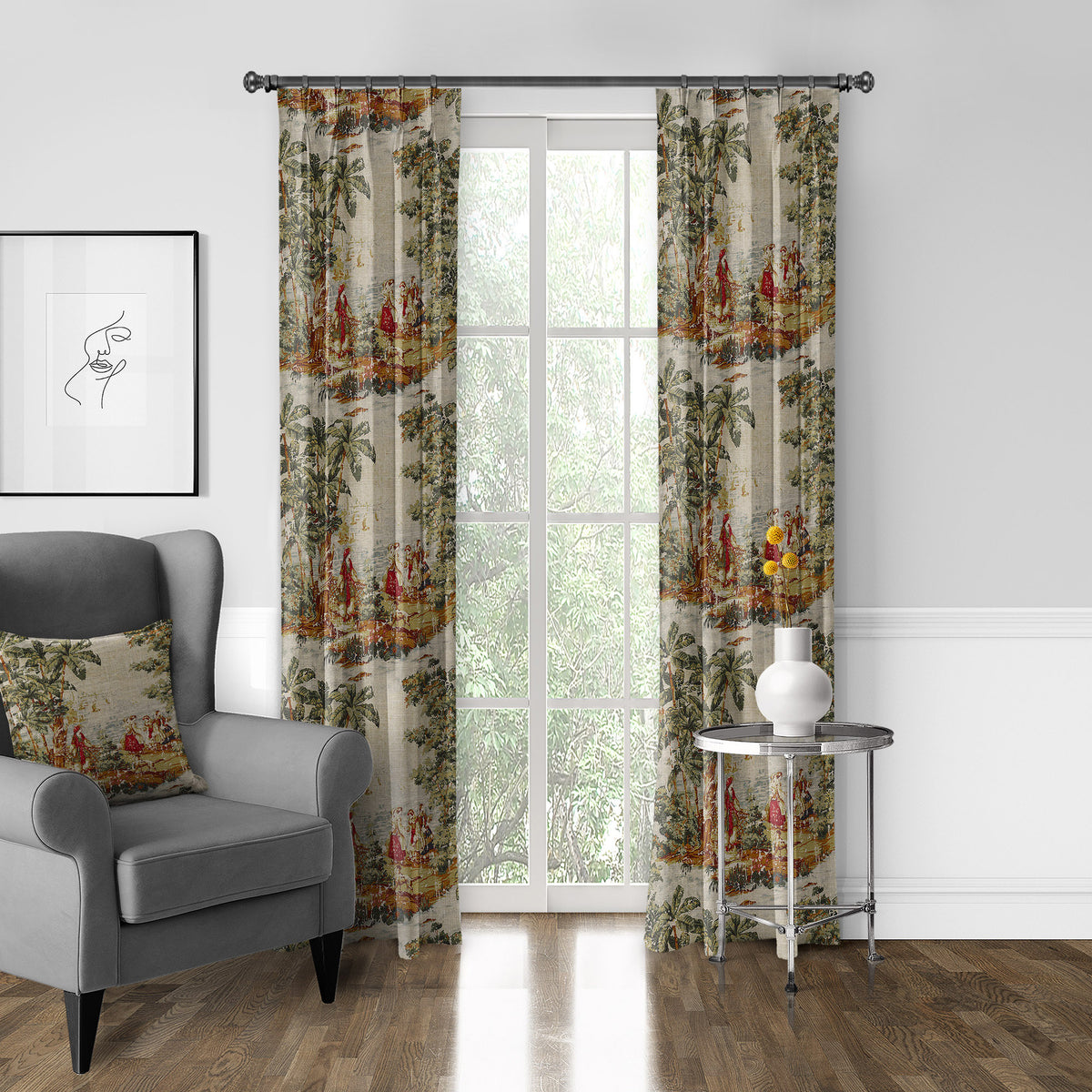 Countryside Red Pinch Pleat Drapes