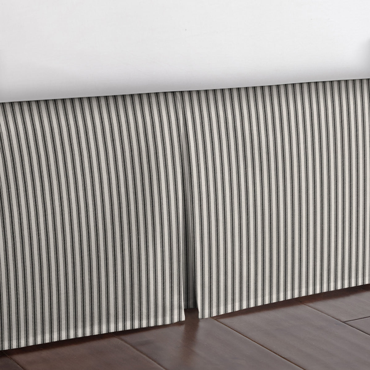 Cruz Ticking Stripes Black-Linen Bedskirt