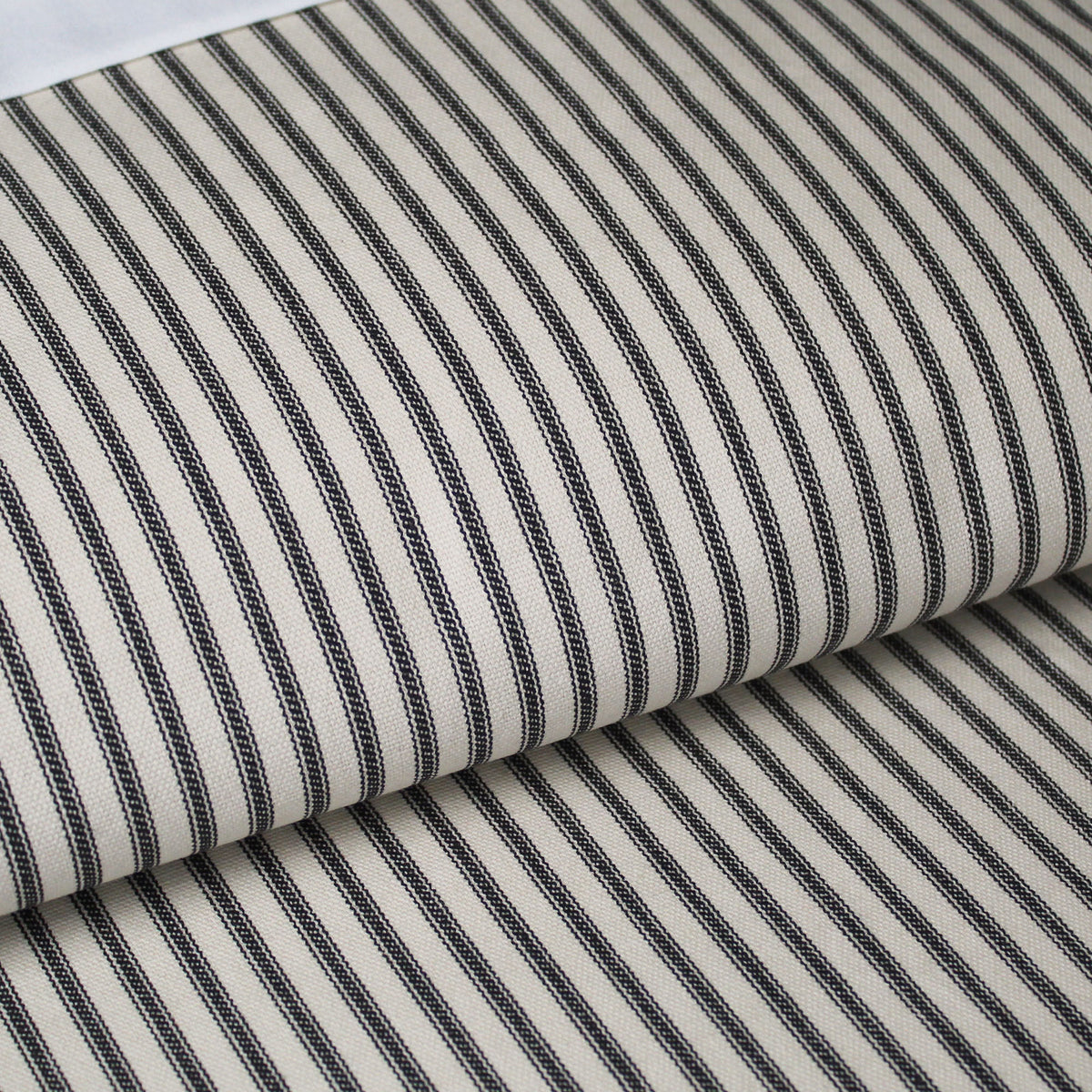 Cruz Ticking Stripes Black-Linen Duvet Cover Set