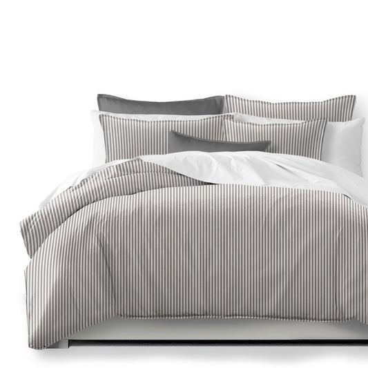 Cruz Ticking Stripes Gray-Ivory Duvet Cover Set