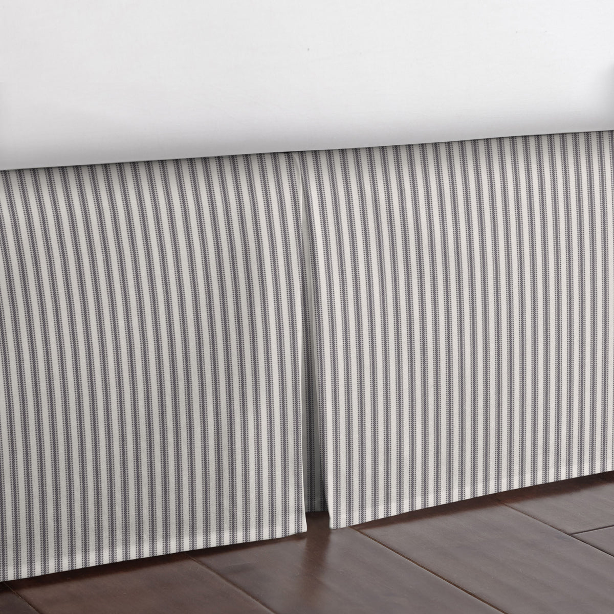 Cruz Ticking Stripes Gray-Ivory Bedskirt