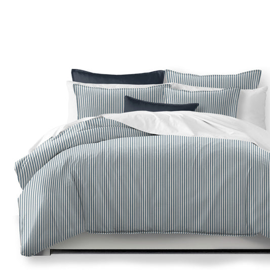 Cruz Ticking Stripes Indigo-Ivory Comforter Set