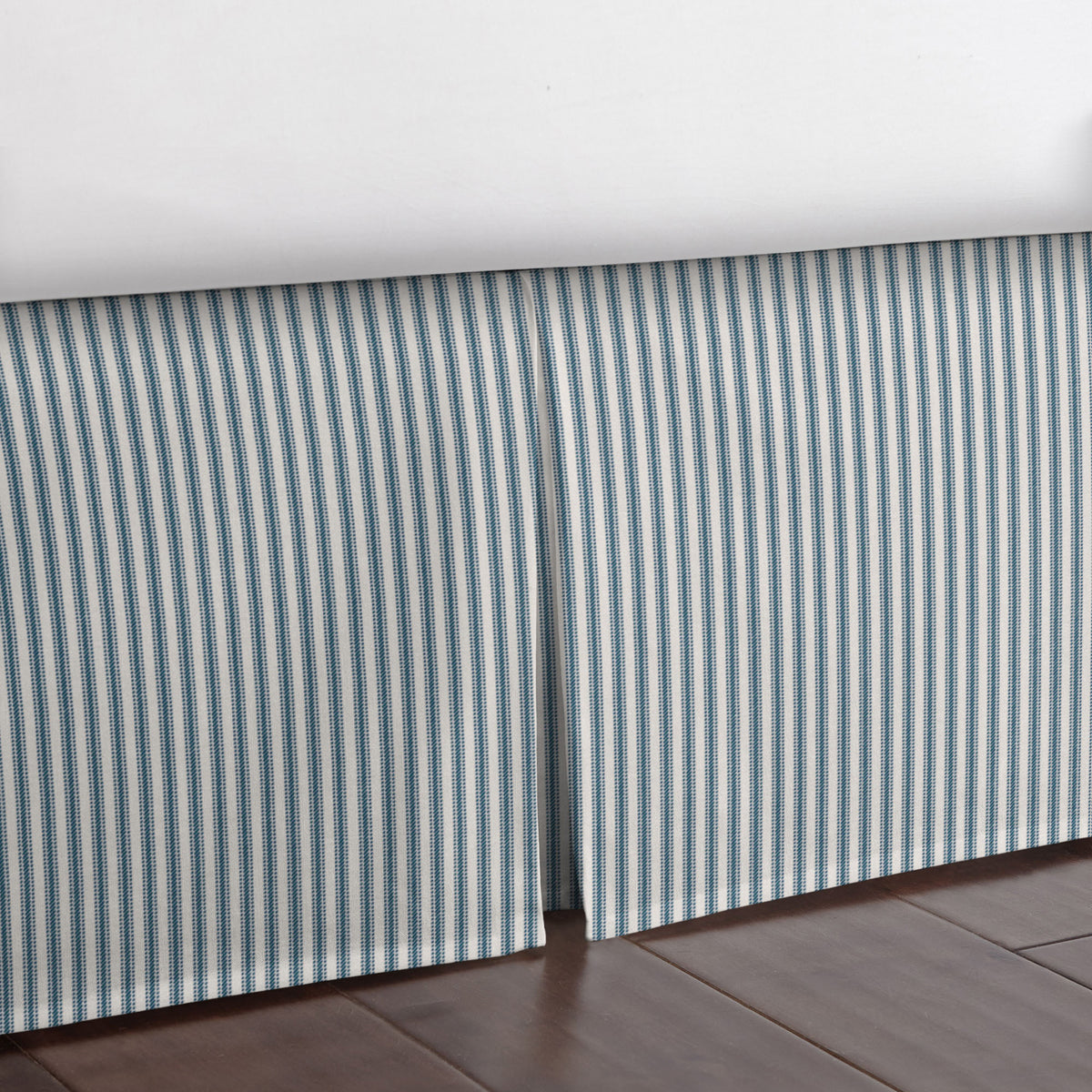 Cruz Ticking Stripes Indigo-Ivory Bedskirt