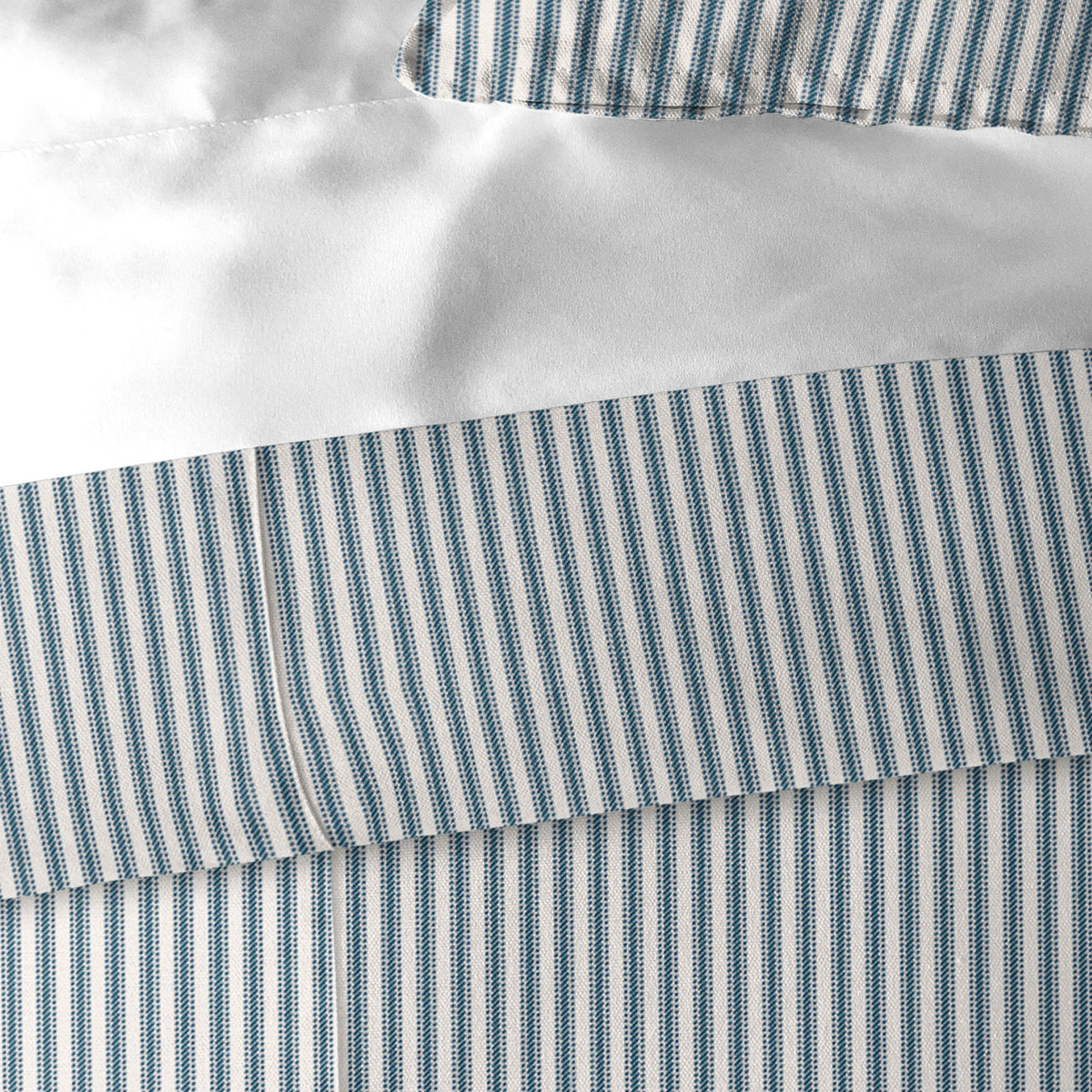 Cruz Ticking Stripes Indigo-Ivory Duvet Cover Set