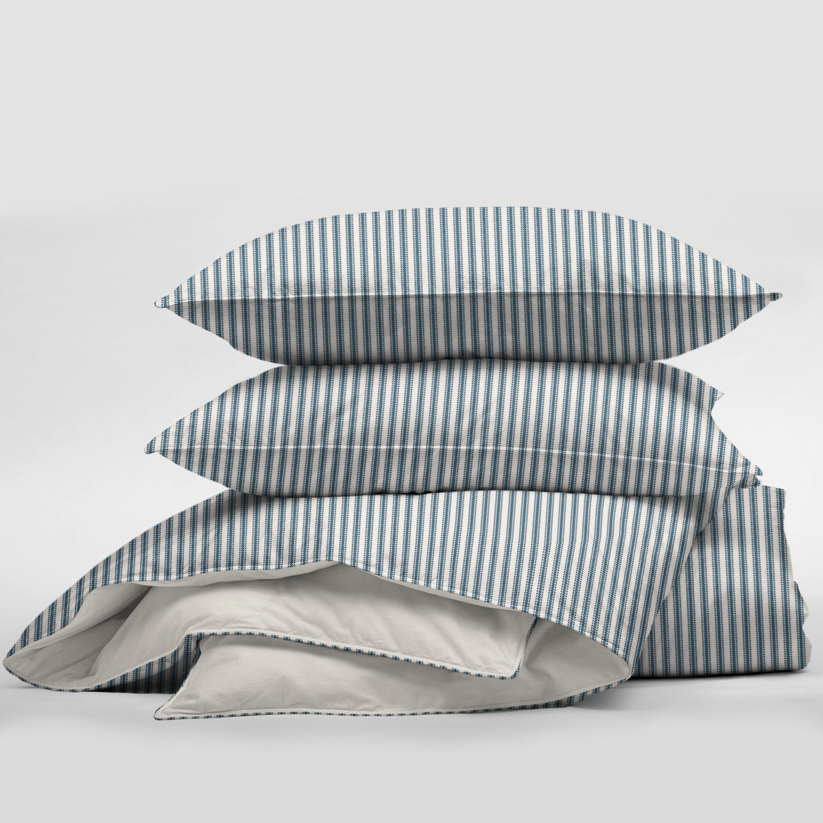 Cruz Ticking Stripes Indigo-Ivory Comforter Set