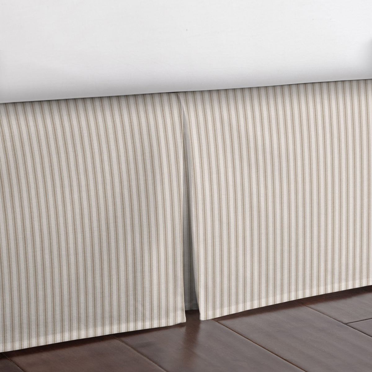 Cruz Ticking Stripes Taupe-Ivory Bedskirt
