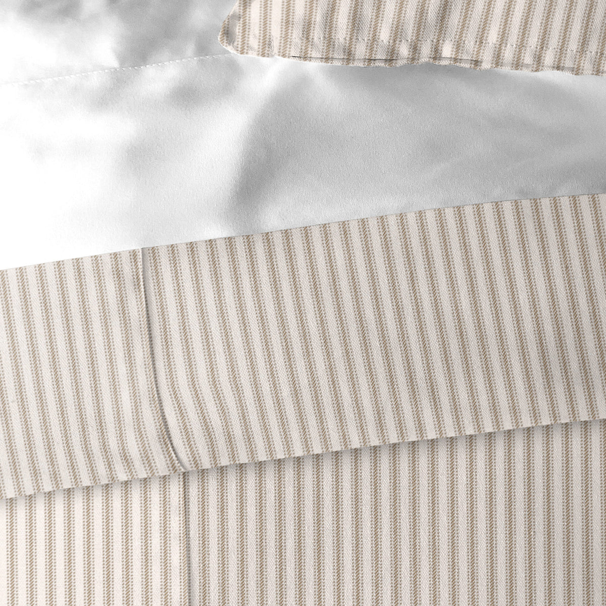 Cruz Ticking Stripes Taupe-Ivory Comforter Set