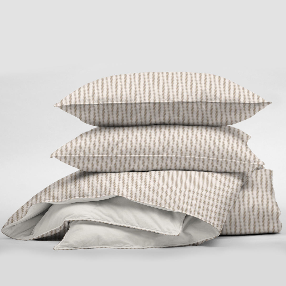 Cruz Ticking Stripes Taupe-Ivory Comforter Set