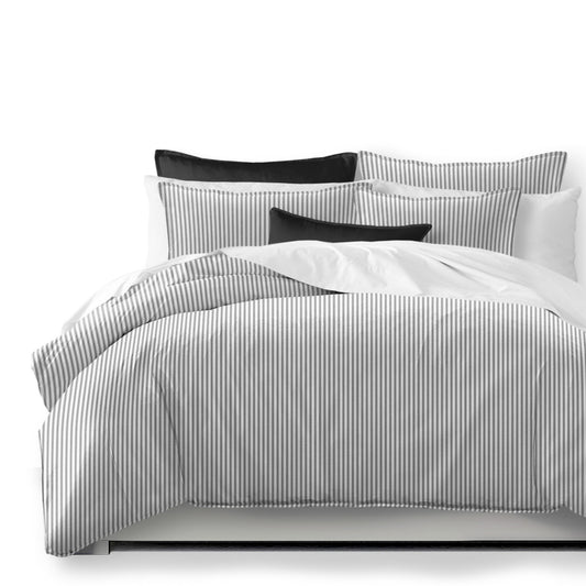 Cruz Ticking Stripes White-Black Comforter Set