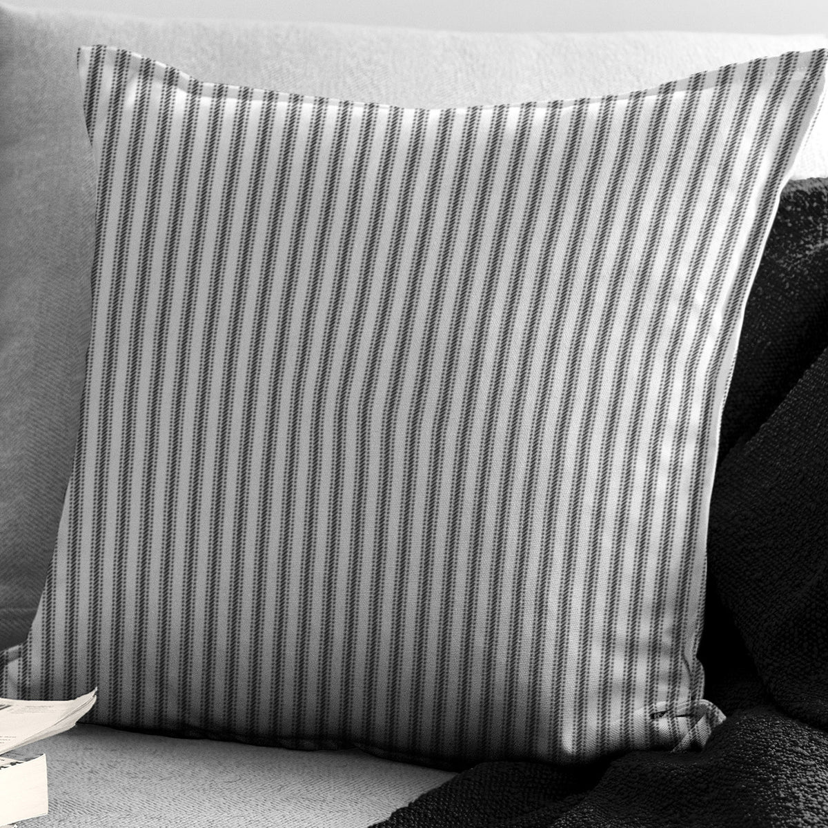 Cruz Ticking Stripes White-Black Decorative Pillows