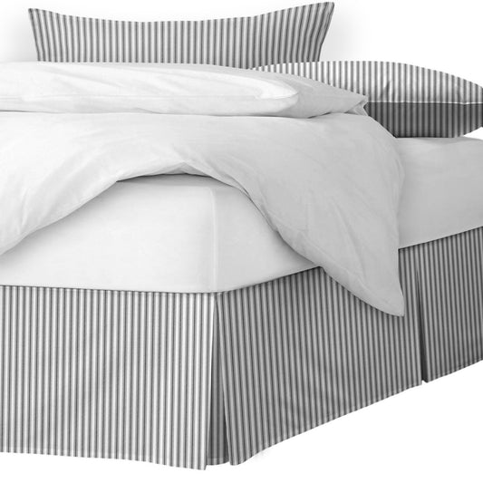 Cruz Ticking Stripes White-Black Bedskirt