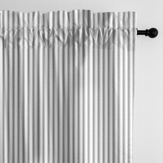 Cruz Ticking Stripes White-Black Pole Top Drapes