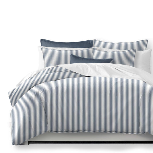 Cruz Ticking Stripes White-Navy Comforter Set