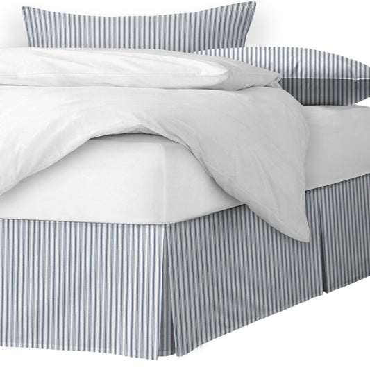 Cruz Ticking Stripes White-Navy Bedskirt