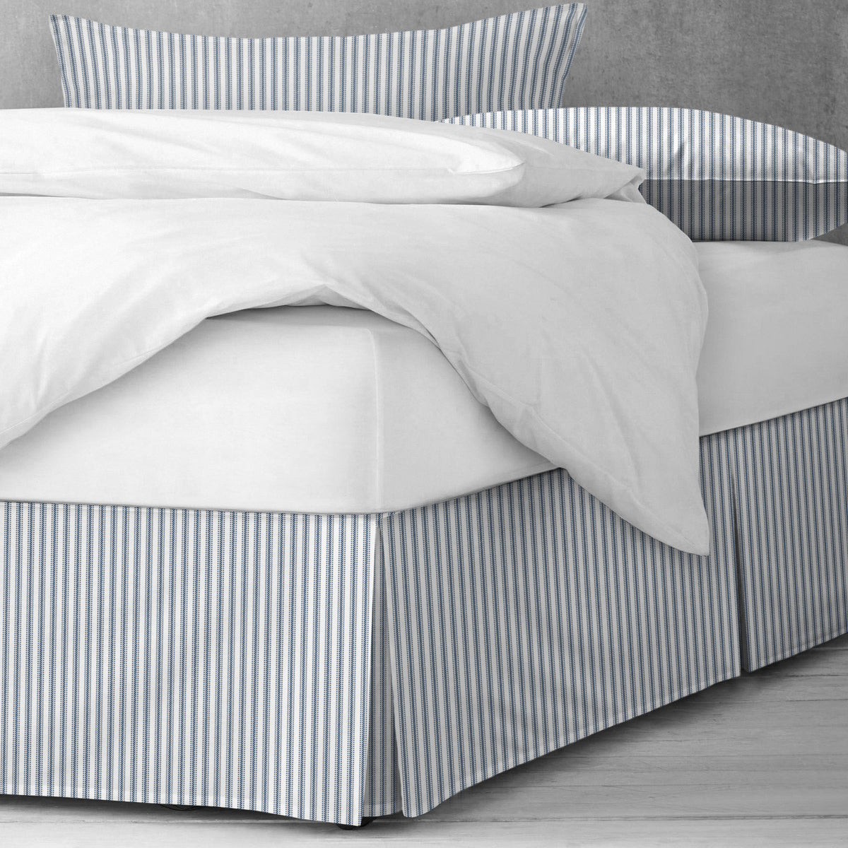 Cruz Ticking Stripes White-Navy Bedskirt