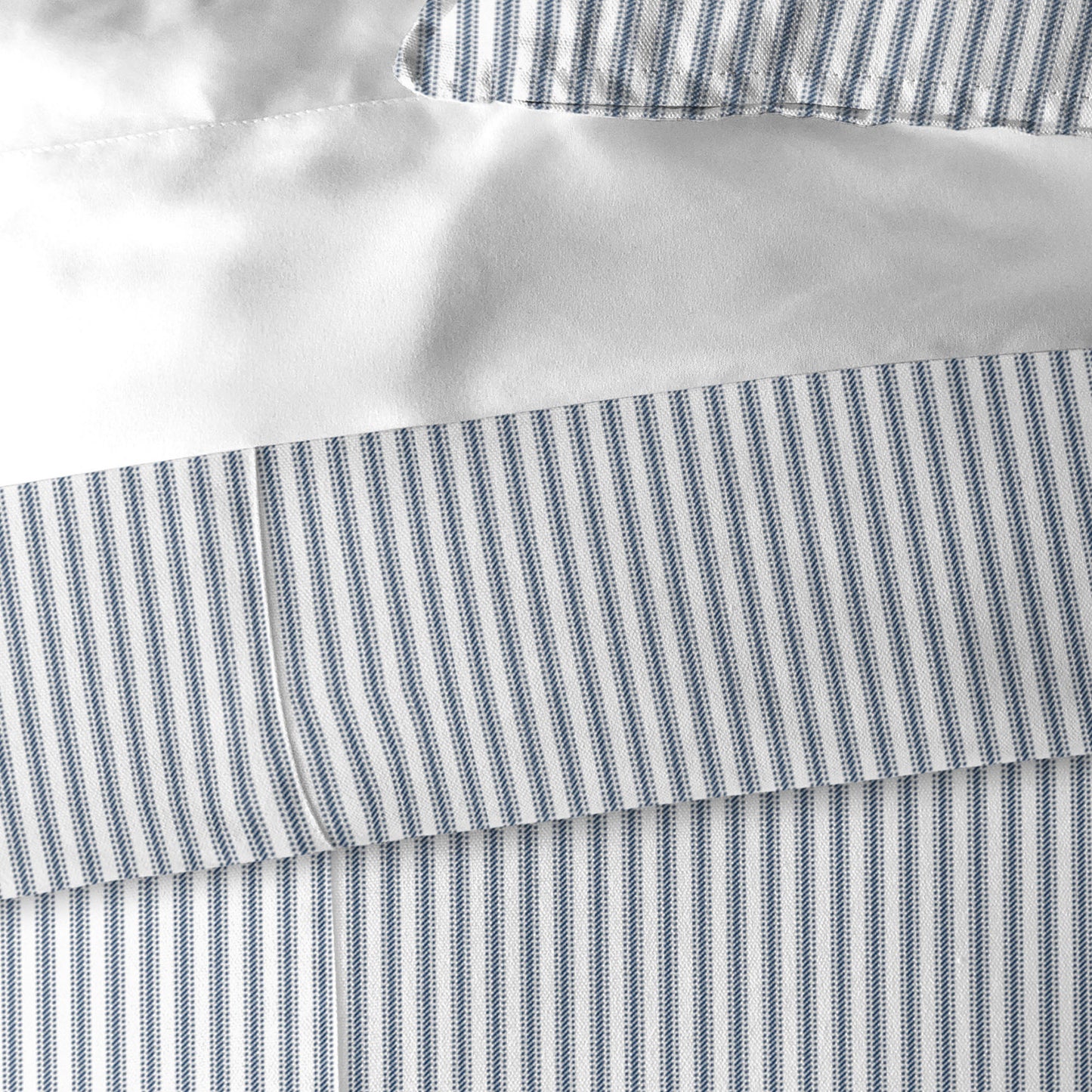Cruz Ticking Stripes White-Navy Duvet Cover Set