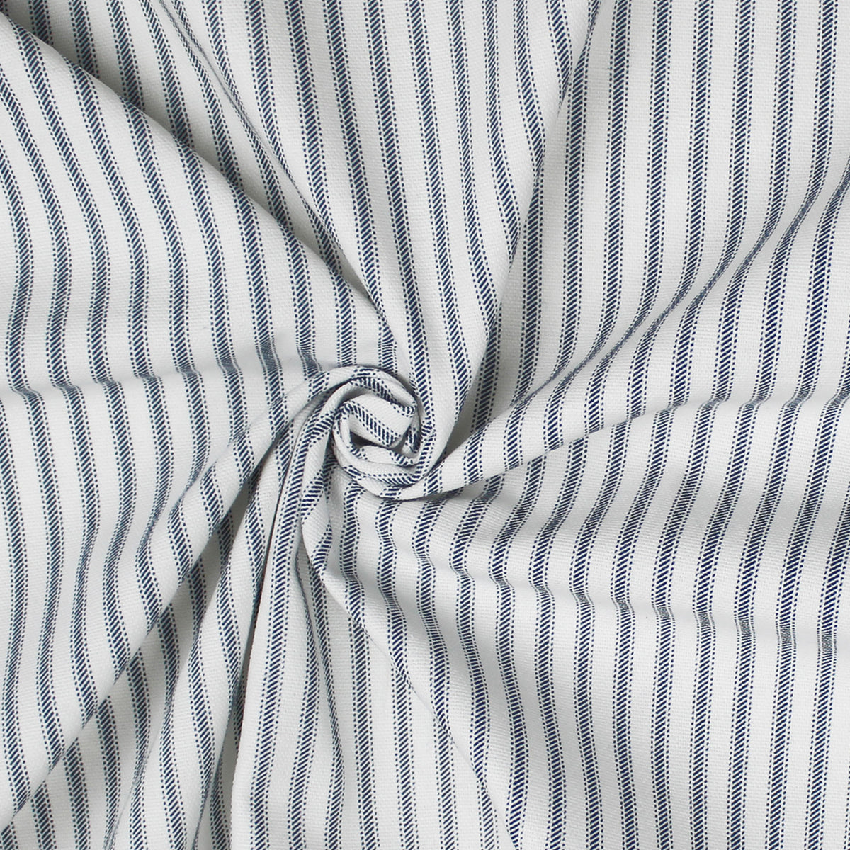 Cruz Ticking Stripes White-Navy Pole Top Drapes