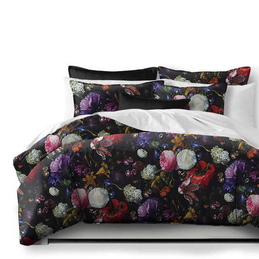 Crystal's Bouquet Black-Floral Duvet Cover Set