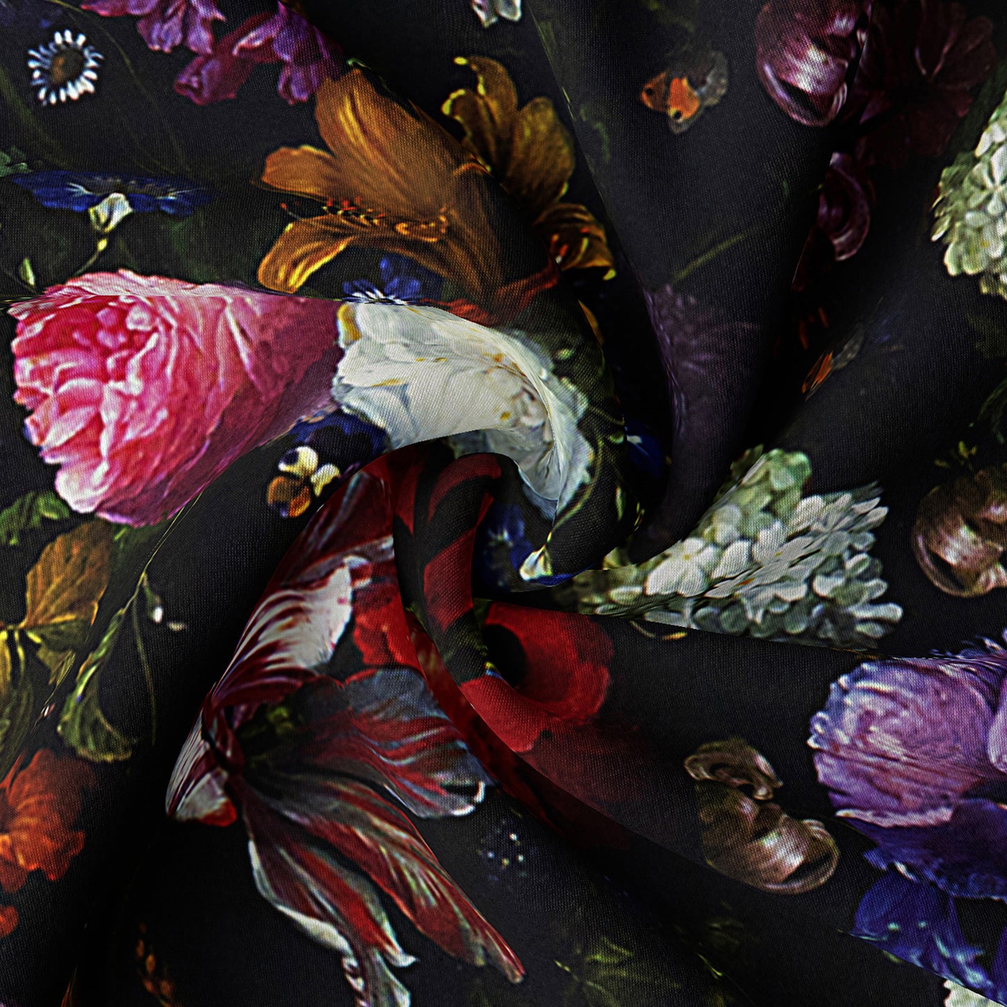 Crystal's Bouquet Black-Floral Decorative Pillows
