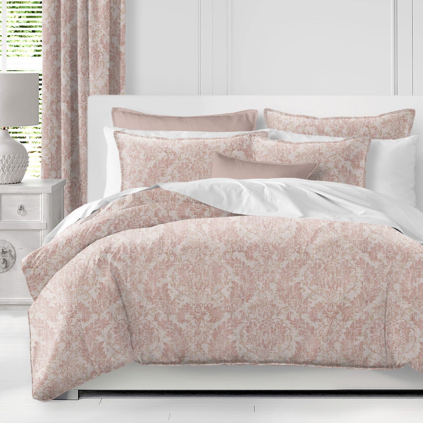 Damaskus Linen Blush Duvet Cover Set
