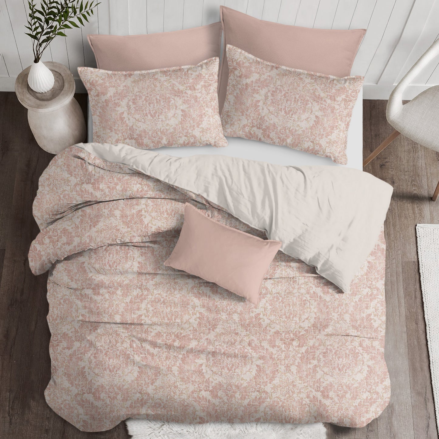 Damaskus Linen Blush Duvet Cover Set
