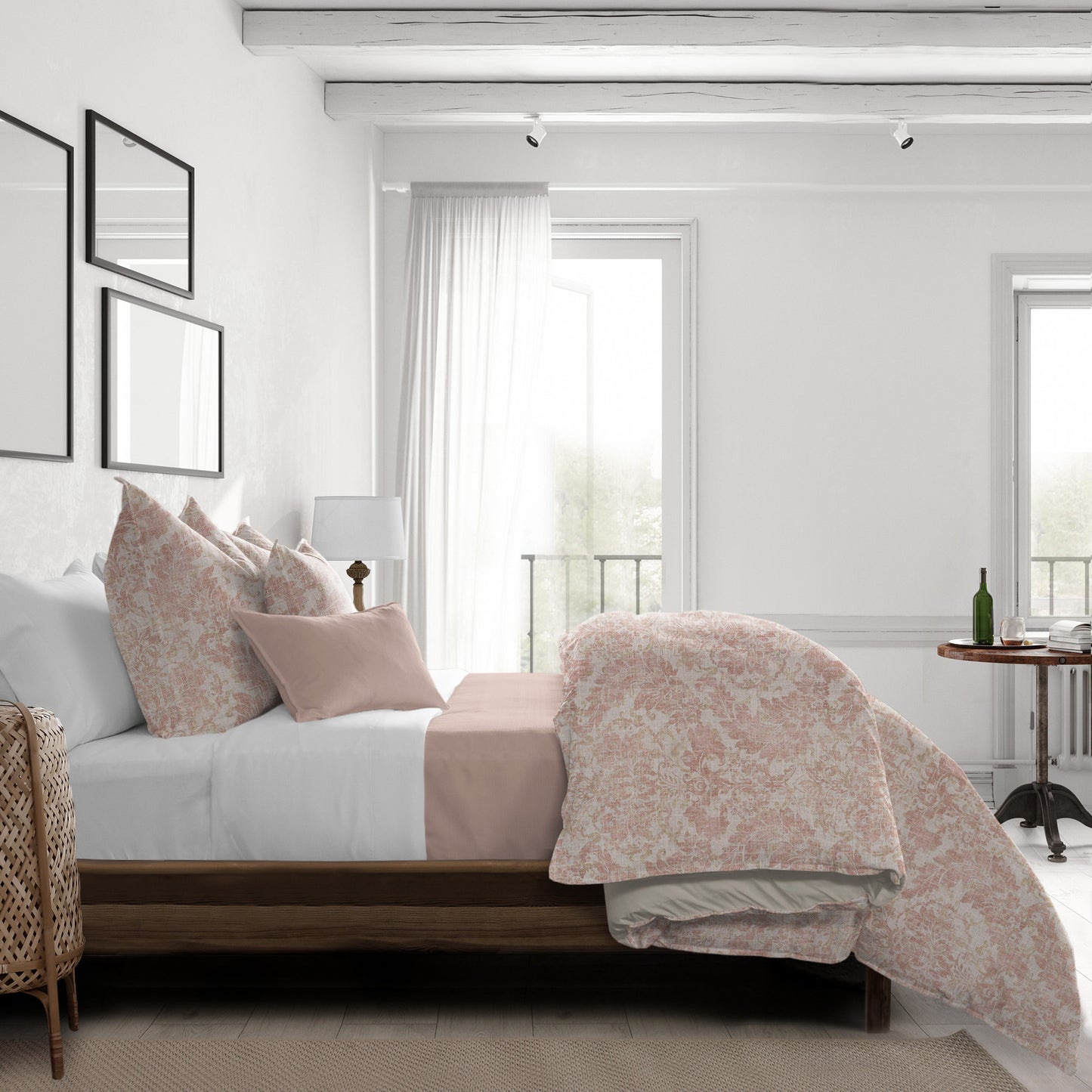 Damaskus Linen Blush Duvet Cover Set