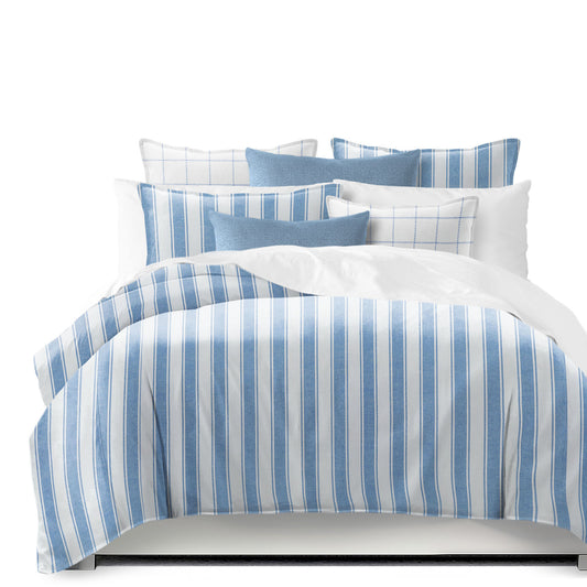 Denim Stripes Blue-Ivory Duvet Cover Set