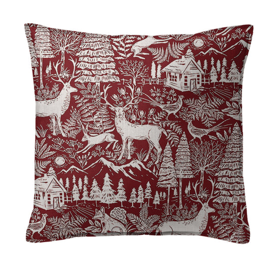 Edinburgh Maroon Red-White Decorative Pillows