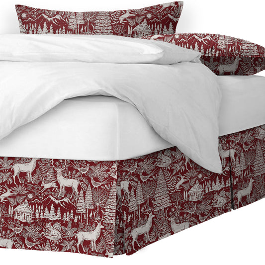 Edinburgh Maroon Red-White Bedskirt